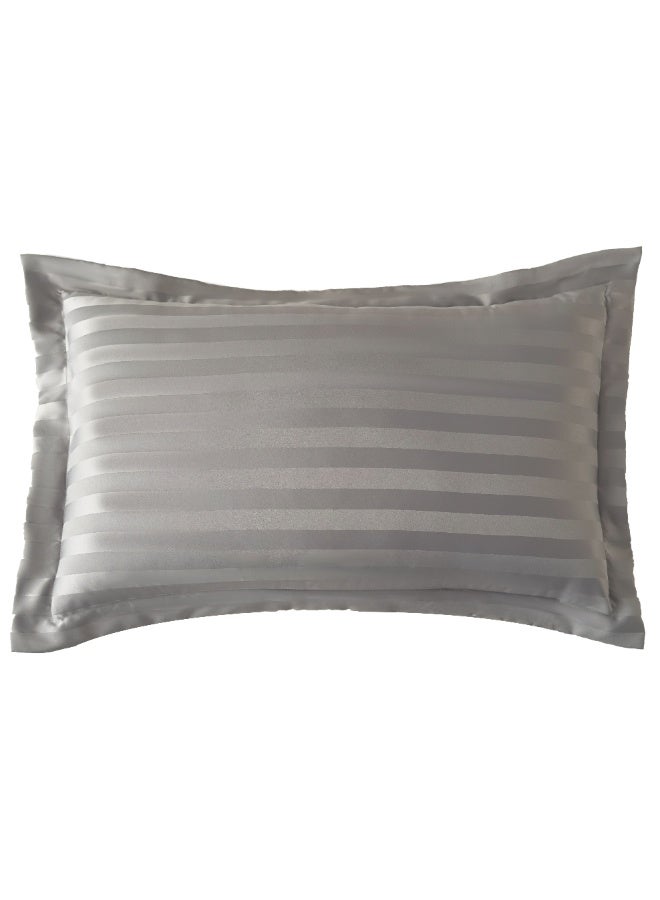 Santaoche Home Microfiber 3cm satin stripe Hotel Comforter Sets, Fits 200 cm x 200 cm Size Bed, Duvet Filling Included, 6 Pcs King Size (GREY, 200 x 200 cm) - Image 3